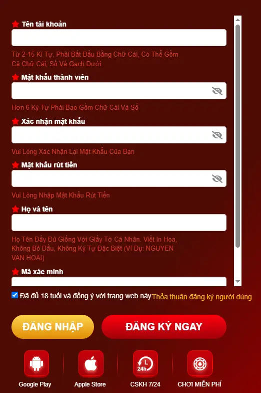 Quy trình OK33 Đăng ký với bước xác minh SMS và bảo mật tài khoản